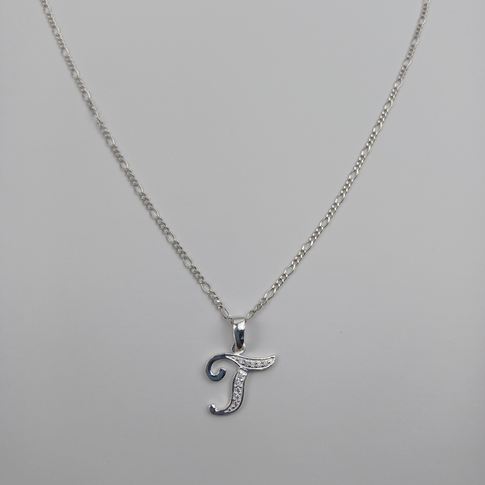 925 sterling silver alphabet letter T pendant necklace - Picture 16 of 17